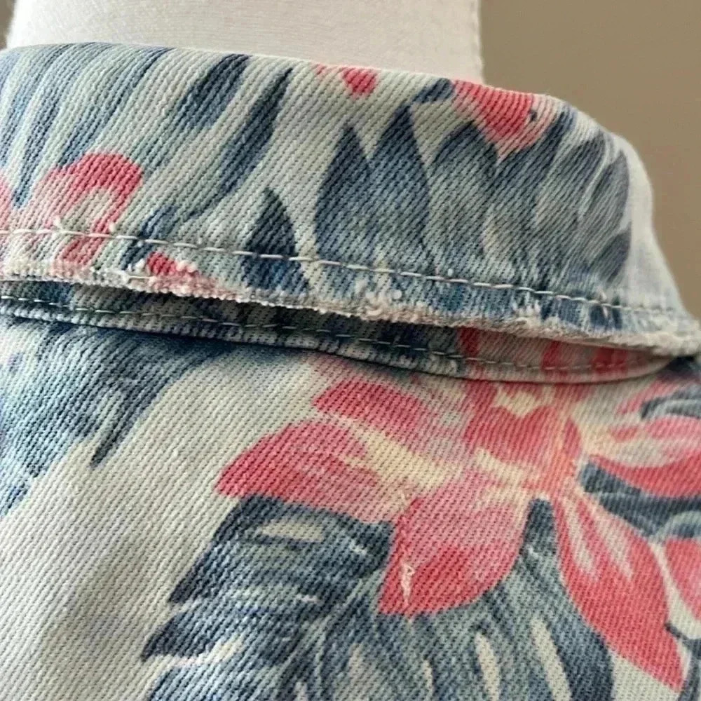 [S]Billy. T Tropical Floral  Embroidered Denim Jacket - Picture 8 of 16